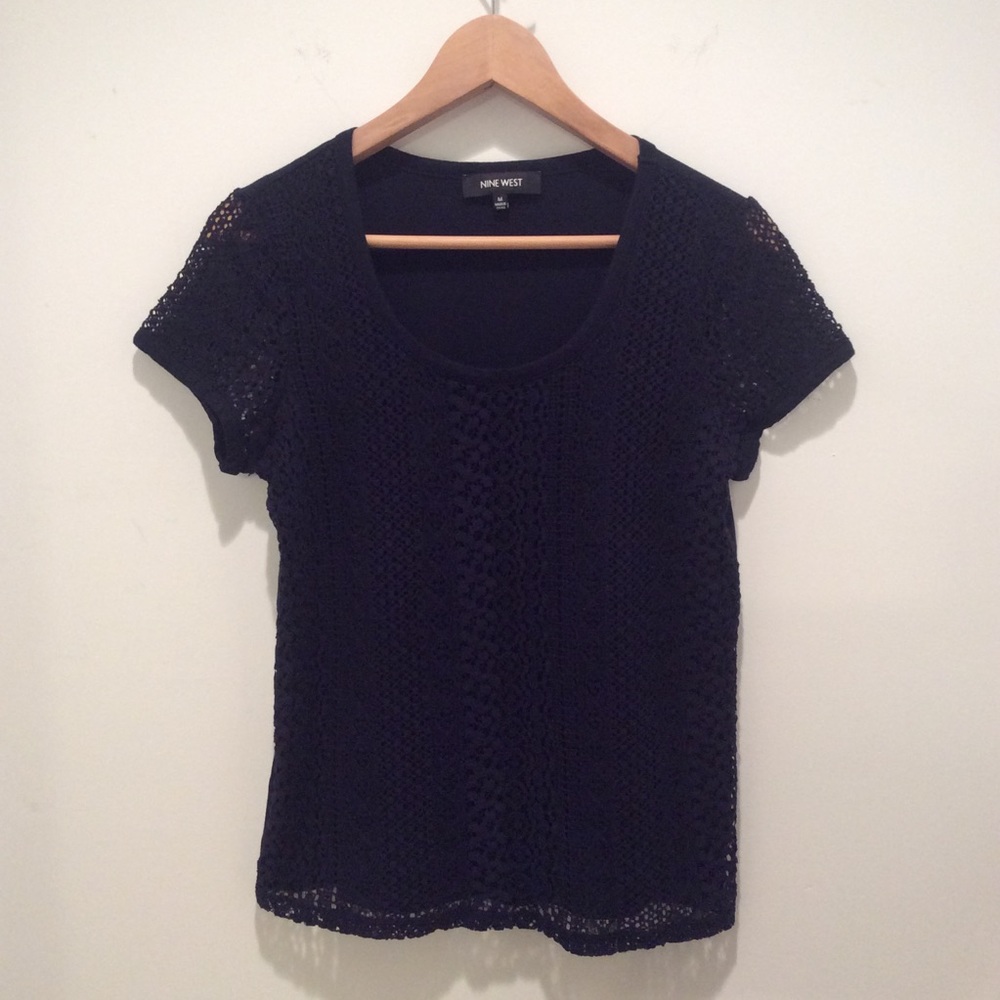 CLOSET CLEAR-OUT Navy Crochet Tee